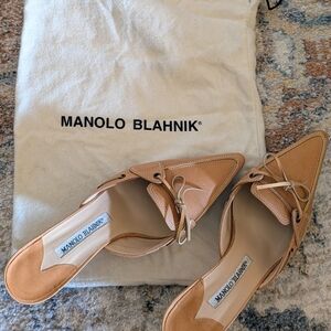 Manolo Blahnik Tan Leather Mules
